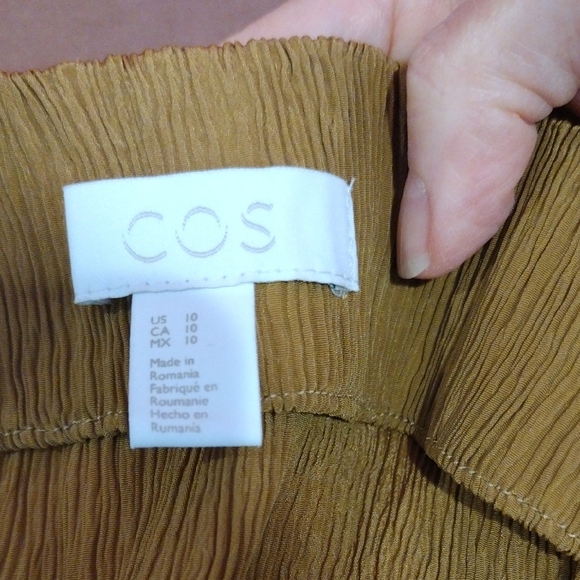 COS Cupro Silk Midi Pencil Skirt Brown Copper Luster Minimalist Size 10 - Picture 3 of 6